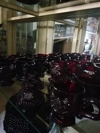 Vintage Avon Cape Cod drinking glasses, gravy pitchers, vases, candle holders and dishes. 1975-1992