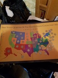 2 books of United States Quarters Collectors Maps with quarters