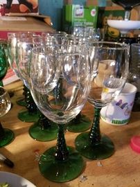 Christmas Tree Stemmed Wine or Water Glass Set