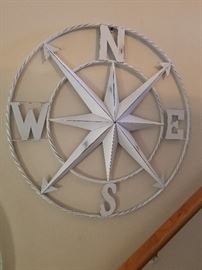 Metal indoor/outdoor shabby chic compass rose. New!