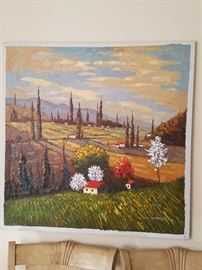 Italian Countryside Authentic Painting in Canvas. Approx. 30" x 30"
