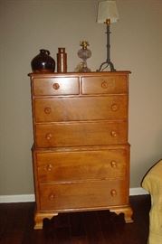 Kling Factories vintage maple chest of drawers and misc.