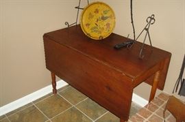 Antique 1860's walnutr drop leaf table and etc.