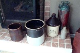 Old crocks and fire extinguisher.