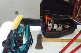 Chain saw and buffer.