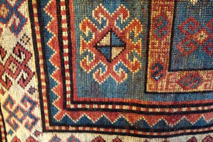 Close up of oriental rug weaving.