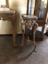 solid brass with marble top plant stand