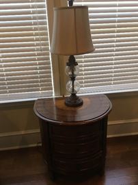 Wood end table and lamp