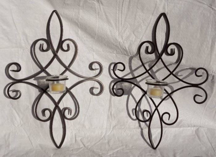 Pair Black Wire Candle Holders/Wall Decor- Very El ...