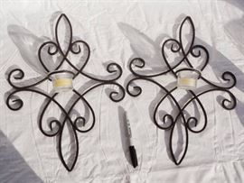 Pair Black Wire Candle Holders/Wall Decor- Very El ...