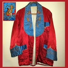 Antique Smoking Jacket with Dragons on the Lapels; So Cool  