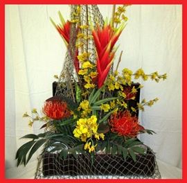 Attractive Silk Flower Arrangement in a Suitcase 