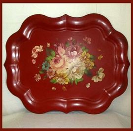 Large Hand Painted Tole Tray 