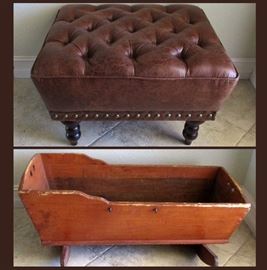 Ottoman that matches with Living Room Set and Antique Baby Crib 