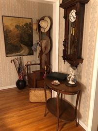 Hall tree and wall clock