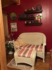 Wicker bench and table