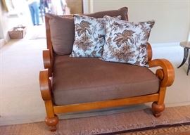 Was $350 will now be $187.50 Chair with linen cushions 46 wide x 55 deep (matches sofa, linen matches curtain panels)