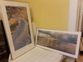 Georgia OKeefe print and beach panorama photograph