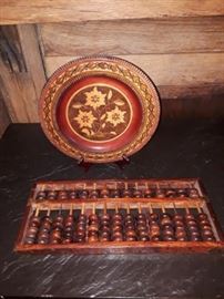 Large abacus and wood plate