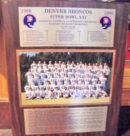 Denver Broncos Super Bowl XXI Plaque