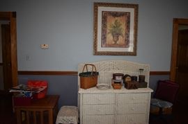 Vintage Wicker Chest, Baskets, Wal Print and More