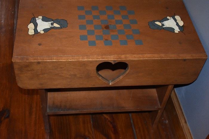Child's Heart Carved Wooden Bench