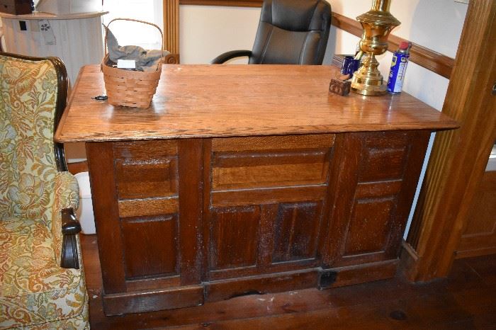 Office Desk with Antique Oak Base and New Oak Top