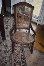 Antique Rocker with Cane Back & Seat