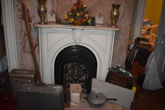 Lots of undiscovered items and Collectibles surround and adorn another Fireplace Mantle from the 1800's