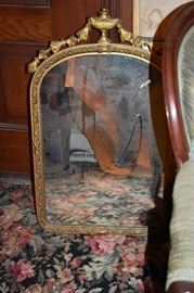 Antique Framed Gold Gilded Mirror ( mirror appears to be broken )