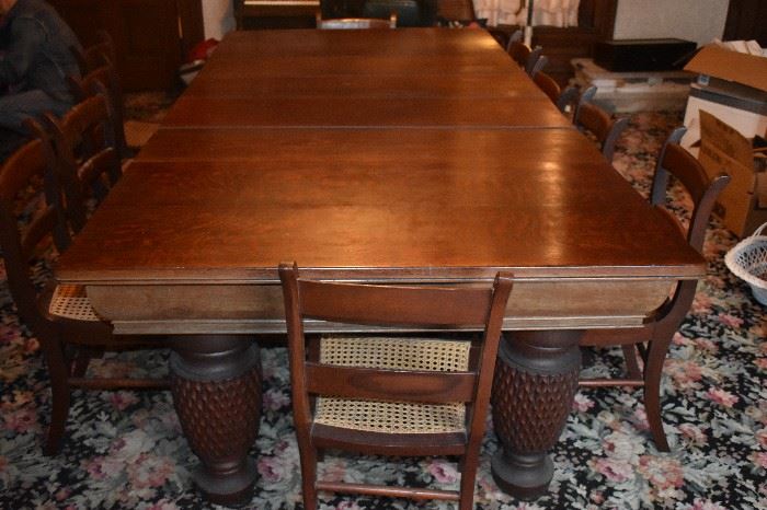 This is the Original Dining Table Purchased and Moved from Virginia to the Plantation in 1838. There has never been another Dining Table in the Formal Dining Room. It is a Gorgeous Dining Table with Highly Carved Pineapple Legs and can easily host at least 12 people!