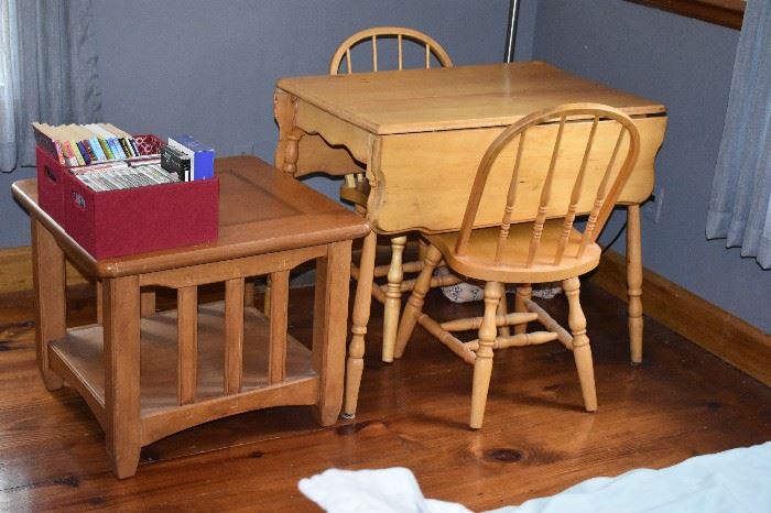 Child's Drop Leaf Table with Matching Bentwood Chairs, plus very nice End Table