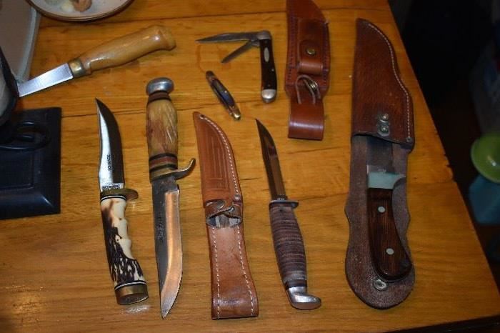 Some of the Collectible Hunting and Pocket Knives including Shrade and Case