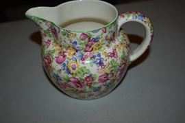 Antique Flowered Porcelain Pitcher