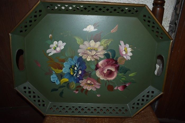 Antique Handpainted Nashco Products ( New York ) Metal Tray