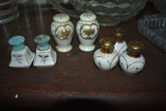 Beautiful Antique Porcelain Salt and Pepper Shakers