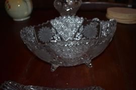 Antique Cut Glass Footed Bowl