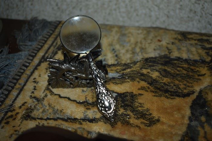Antique Sterling Silver Magnifying Glass complete with Silver Rest