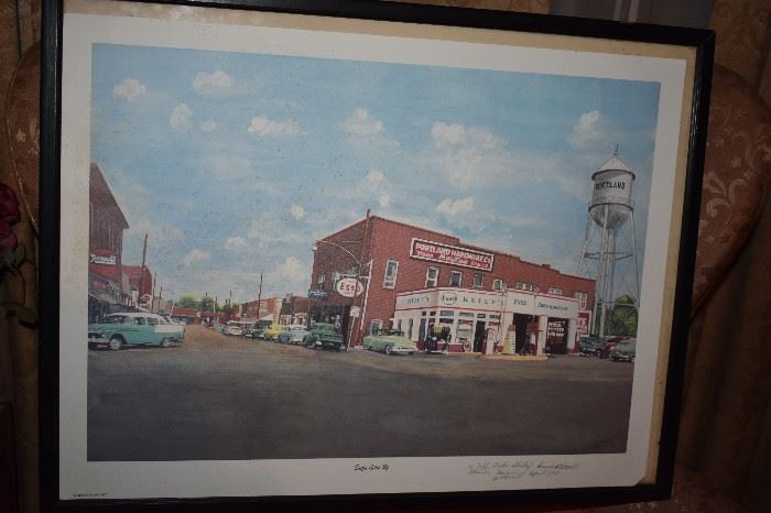 This is a Vintage Print of Portland, Tennessee in the 1950's. This print was signed by its Artist the legendary Ronnie McDowell of Country Music Fame.
