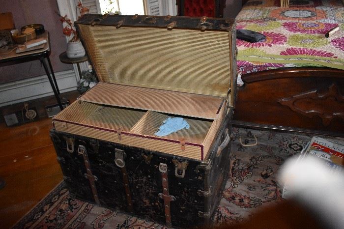 Antique Steamer Trunk with Tray