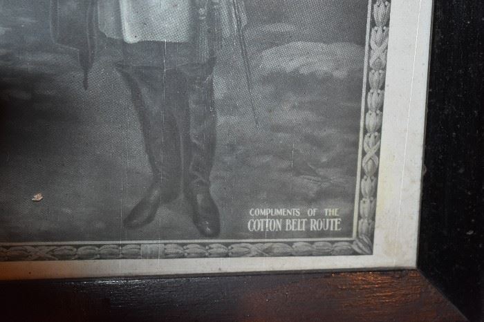 Antique "Cotton Belt Route" Advertising Lithograph of Robert E Lee