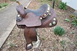Leather and Silver Saddle 17 1/2"