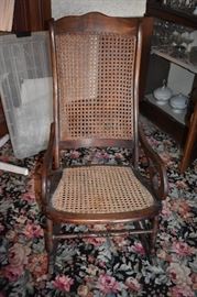 Antique Rocker with "Re-Caned" Back and Seat