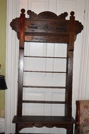 Antique Carved Wall Unit with Shelves and Mantle Piece
