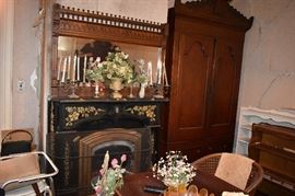 This Bedroom is filled with Antique Furniture including: the Highly Carved Bed with Matching Marble Topped Dressers and Matching Wardrobe to Marble Topped Table to Marble Topped Dry Sink to Occasional/End Tables to Chairs to Bookcases to Antique Mirrors and much More!