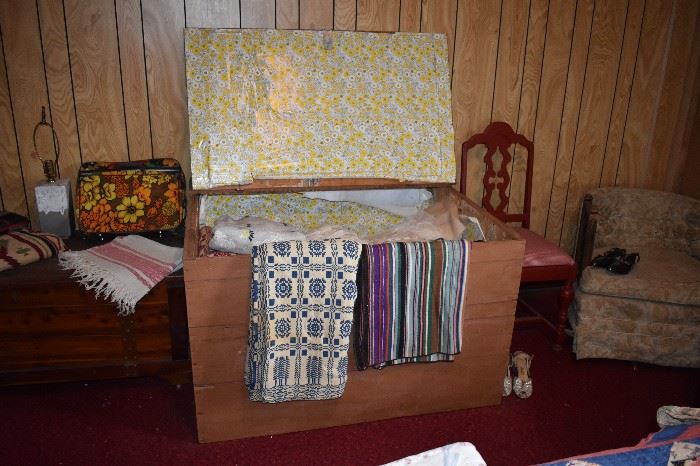 Antique Chest with Quilts and More!