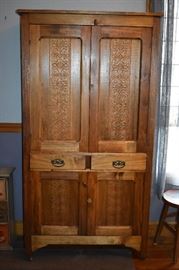 Gorgeous Antique Kitchen Storage Cabinet with Upper and Lower Cabinets and 2 Drawers in the middle