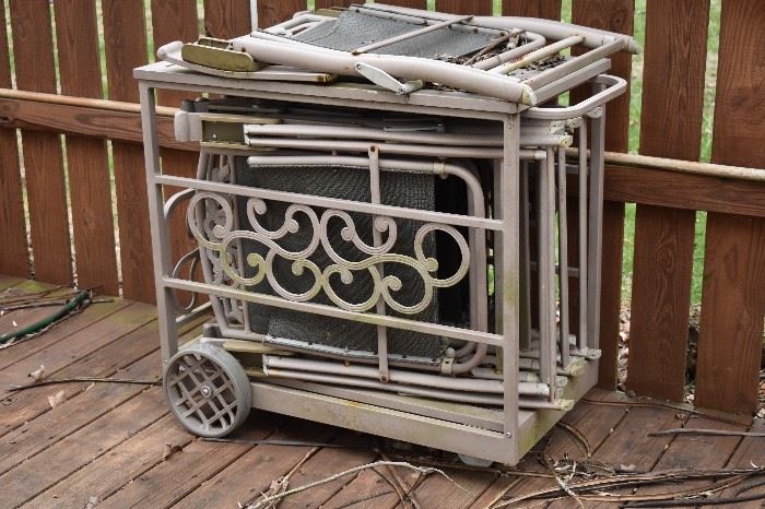 Utility Cart for Folding Lounge Patio Lounge Chairs