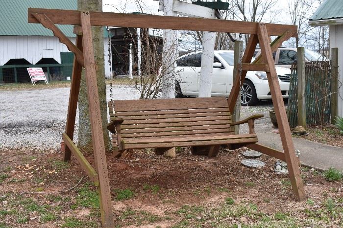 Wooden Outdoor Bench Swing