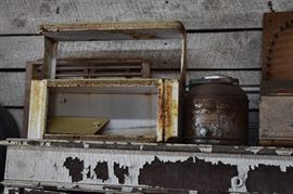 More Primitive Items including Metal Canisters and Boxes